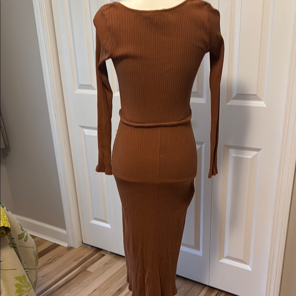 All in Favor Long Sleeve Brown Dress - Picture 2 of 2